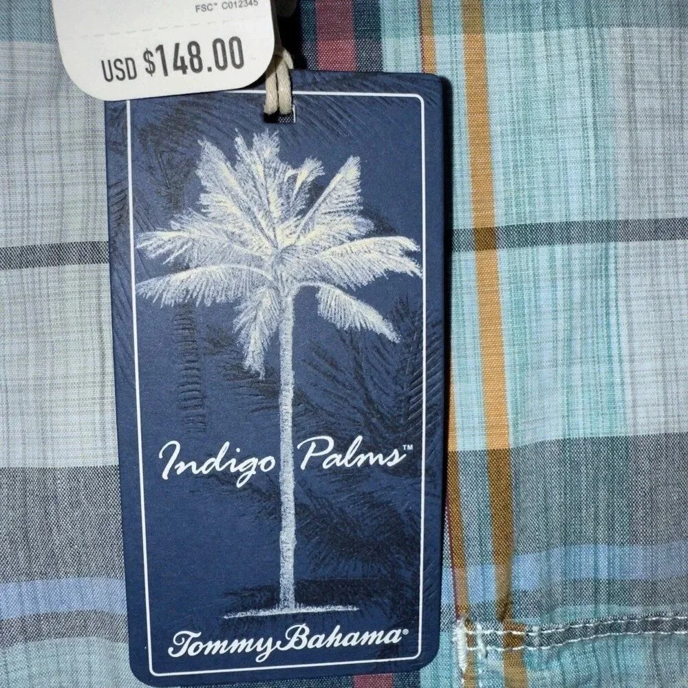 Tommy Bahama Tortola Sunwash Check Plaid Shirt 3XLB Big & Tall Azul Mar Cotton - Picture 6 of 12